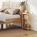 HOMCOM 3-Tier Slim End Table, Tool-Free Assembly, Natural Wood Finish