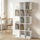 HOMCOM Geometric Bookshelf, 5-Tier S Shaped Bookcase, White Wood Effect