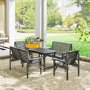 Outsunny 5PC Patio Dining Set Wooden Table and Chairs w/ Umbrella Hole Grey