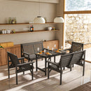 Outsunny 5PC Patio Dining Set Wooden Table and Chairs w/ Umbrella Hole Grey