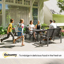 Outsunny 5PC Patio Dining Set Wooden Table and Chairs w/ Umbrella Hole Grey