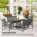 Outsunny 5PC Patio Dining Set Wooden Table and Chairs w/ Umbrella Hole Grey