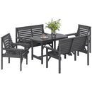 Outsunny 5PC Patio Dining Set Wooden Table and Chairs w/ Umbrella Hole Grey