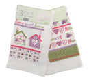 Home Sweet Home Design 100% Cotton 3 Pack Velour Tea Towels
