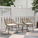 Outsunny Rattan Bistro Set, Small Balcony Furniture with Cushion, Light Grey