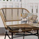 Outsunny Rattan Bistro Set, Small Balcony Furniture with Cushion, Light Grey