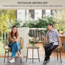 Outsunny Rattan Bistro Set, Small Balcony Furniture with Cushion, Light Grey