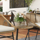 Outsunny Rattan Bistro Set, Small Balcony Furniture with Cushion, Light Grey