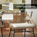 Outsunny Rattan Bistro Set, Small Balcony Furniture with Cushion, Light Grey