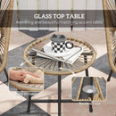 Outsunny Rattan Bistro Set, Small Balcony Furniture with Cushion, Light Grey