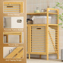 HOMCOM Double Tilt Out Laundry Cabinet Bamboo Laundry Hamper Cabinet