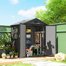 Outsunny Garden Shed 6'x4.5' Plastic Tool Storage House W/ Lockable Double Doors