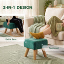 HOMCOM Modern Footstool, Fabric Foot Rest with Rubber Wood Legs, Dark Green