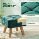 HOMCOM Modern Footstool, Fabric Foot Rest with Rubber Wood Legs, Dark Green
