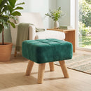 HOMCOM Modern Footstool, Fabric Foot Rest with Rubber Wood Legs, Dark Green