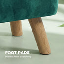 HOMCOM Modern Footstool, Fabric Foot Rest with Rubber Wood Legs, Dark Green