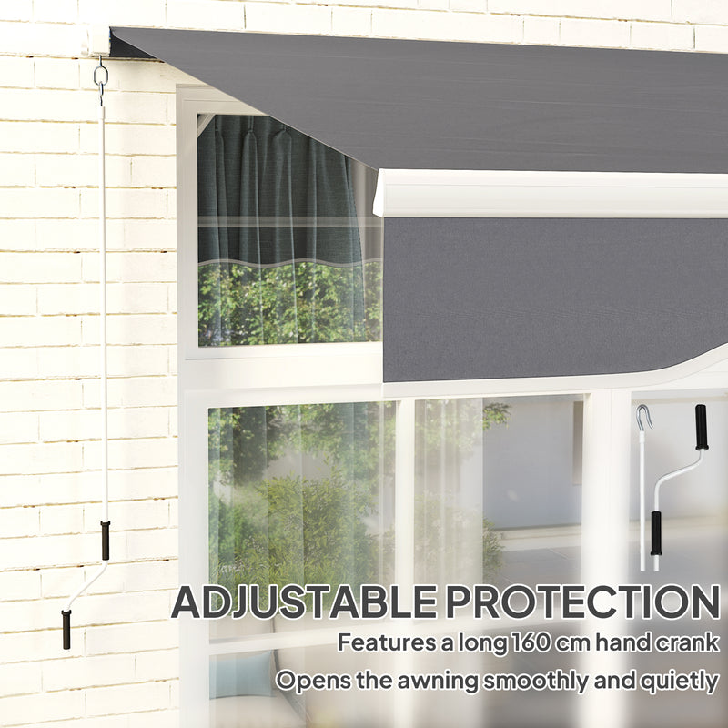 Outsunny Garden Sun Shade Canopy Retractable Awning, 2.5 x 2m