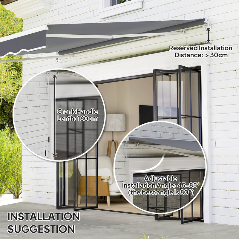 Outsunny Garden Sun Shade Canopy Retractable Awning, 2.5 x 2m