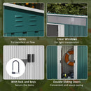 Outsunny 6.5x4FT Garden Shed Lockable Metal Tool Shed Green