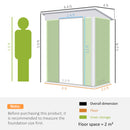 Outsunny 6.5x4FT Garden Shed Lockable Metal Tool Shed Green