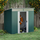 Outsunny 6.5x4FT Garden Shed Lockable Metal Tool Shed Green