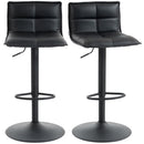 HOMCOM Bar Stools Set Of 2 Swivel Height Adjustable Barstools Black
