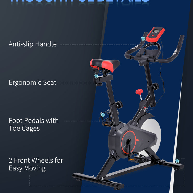 HOMCOM Indoor Exercise Bike with Adjustable Height, Resistance