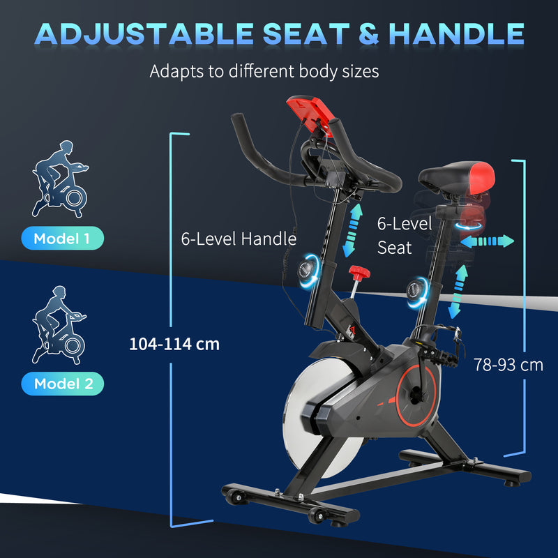 HOMCOM Indoor Exercise Bike with Adjustable Height, Resistance