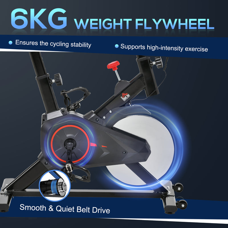 HOMCOM Indoor Exercise Bike with Adjustable Height, Resistance