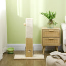 PawHut Cat Scratching Post Scratcher Climber w/ Carpet Base Hanging Toy - Beige