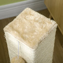 PawHut Cat Scratching Post Scratcher Climber w/ Carpet Base Hanging Toy - Beige