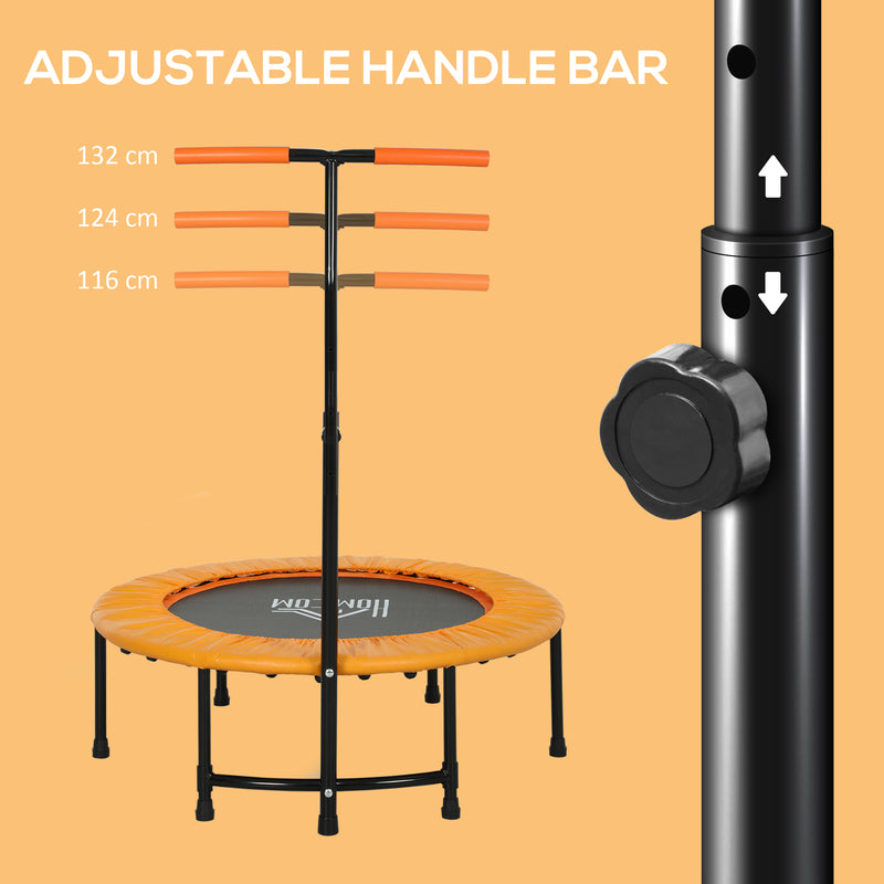 HOMCOM 40'' Mini Trampoline Adult Rebounder Jumper W/ Handle Fitness Orange