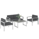 Outsunny 4 Seater Aluminium Garden Furniture Sofa Set With Olefin Cushions