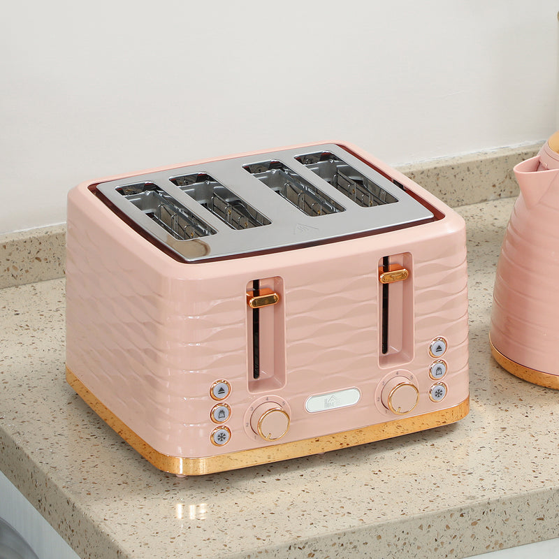 HOMCOM Kettle and Toaster Set 1.7L Kettle & 4 Slice Toaster, Light