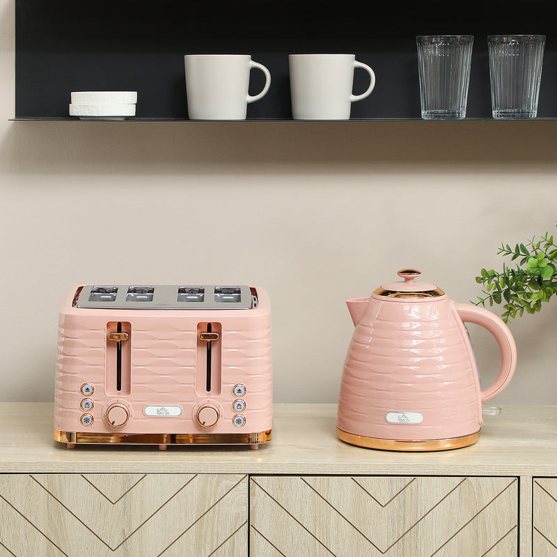 HOMCOM Kettle and Toaster Set 1.7L Kettle & 4 Slice Toaster, Light