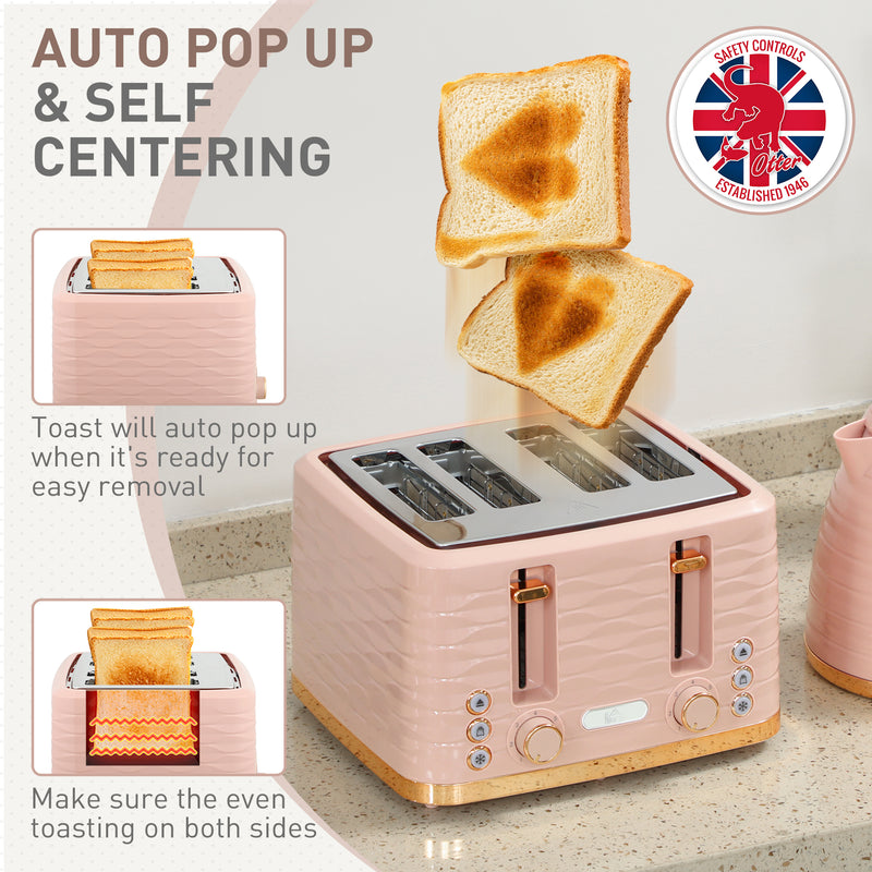 HOMCOM Kettle and Toaster Set 1.7L Kettle & 4 Slice Toaster, Light