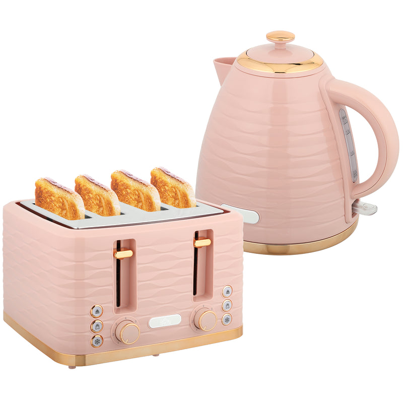 HOMCOM Kettle and Toaster Set 1.7L Kettle & 4 Slice Toaster, Light