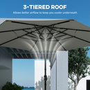 Outsunny Garden Parasol, Outdoor Umbrella With Tilt Function, Grey