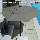Outsunny Garden Parasol, Outdoor Umbrella With Tilt Function, Grey