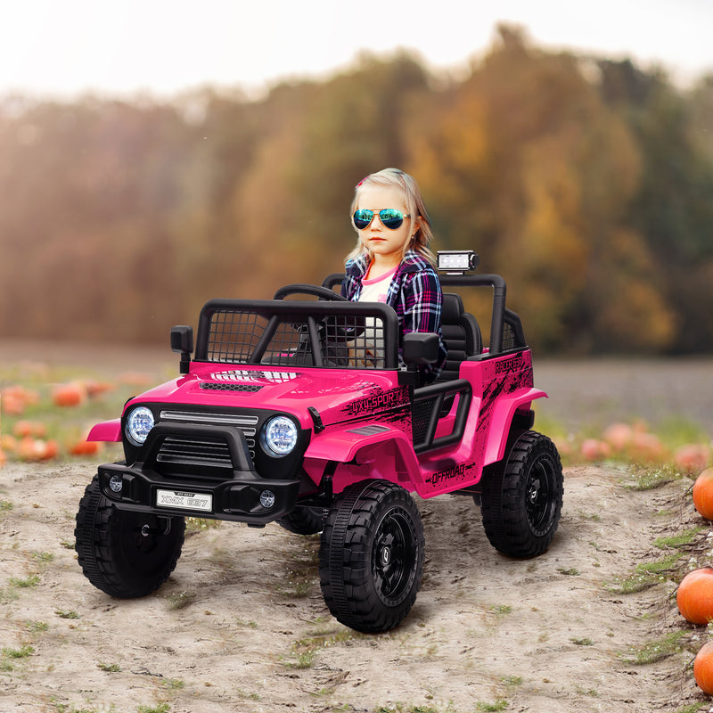 AIYAPLAY Kids Ride On Car, 12V Electric Truck W/ Suspension - Blue/Green/Pink/White
