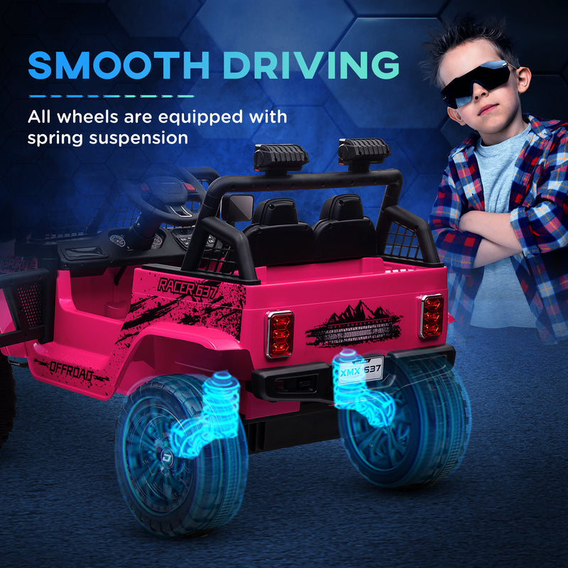 AIYAPLAY Kids Ride On Car, 12V Electric Truck W/ Suspension - Blue/Green/Pink/White