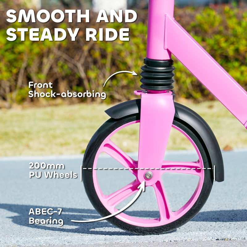 AIYAPLAY Kids Scooter, Foldable Kick Scooter w/ Adjustable Handlebar, Pink