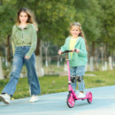 AIYAPLAY Kids Scooter, Foldable Kick Scooter w/ Adjustable Handlebar, Pink