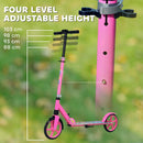 AIYAPLAY Kids Scooter, Foldable Kick Scooter w/ Adjustable Handlebar, Pink