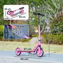 AIYAPLAY Kids Scooter, Foldable Kick Scooter w/ Adjustable Handlebar, Pink