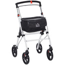 HOMCOM Folding Upright Rollator Walker With Storage Bag, Tray, White