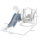 AIYAPLAY Space-Themed Slide and Swing Set for Kids w/ Basketball Hoop, Blue