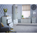 Kingston Ready Assembled Bedside Table with 3 Drawers  - White Ash & Bardolino Oak