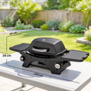Outsunny 2 Burner Gas Grill, Tabletop BBQ With Cast Iron Grates, Black
