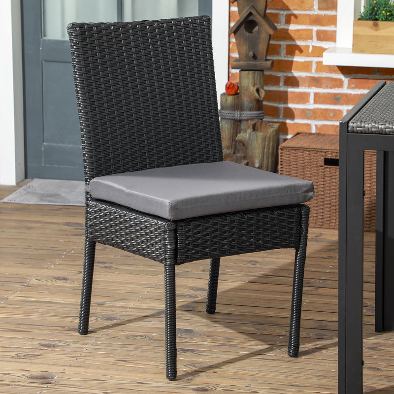 Outsunny 2 PCs Rattan Garden Chairs with Cushion, Wicker Dining Chairs, Brown